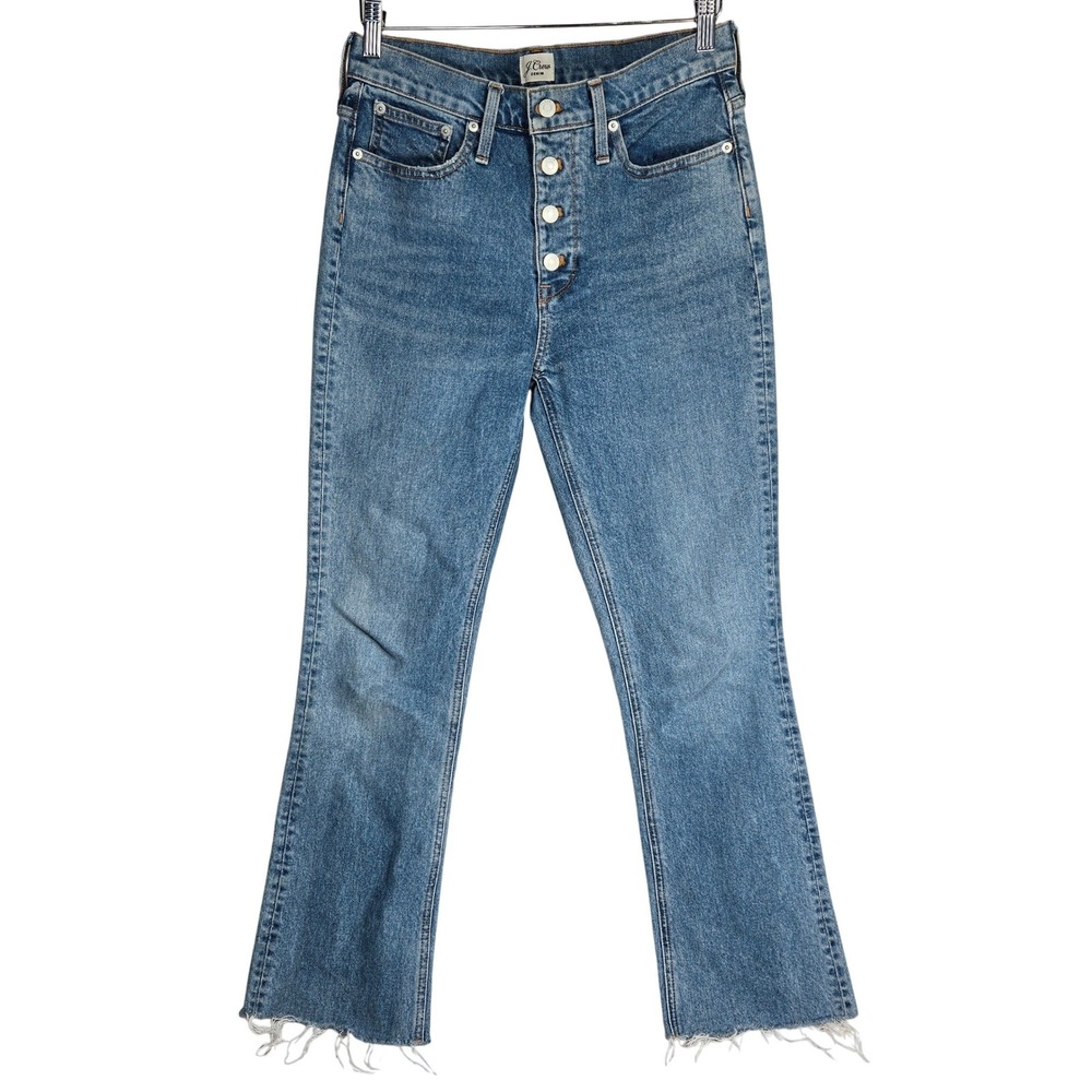J. Crew‎ Tall Billie Demi Boot Crop Jeans 28T Blue Denim AQ789 High Rise